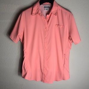 Columbia Women's Short Sleeve Button Down Shirt with Pockets - L